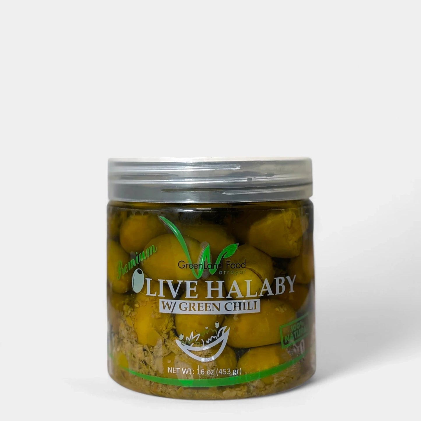 Olive Halaby Whole w/ Green Chili - 12 x 16 oz