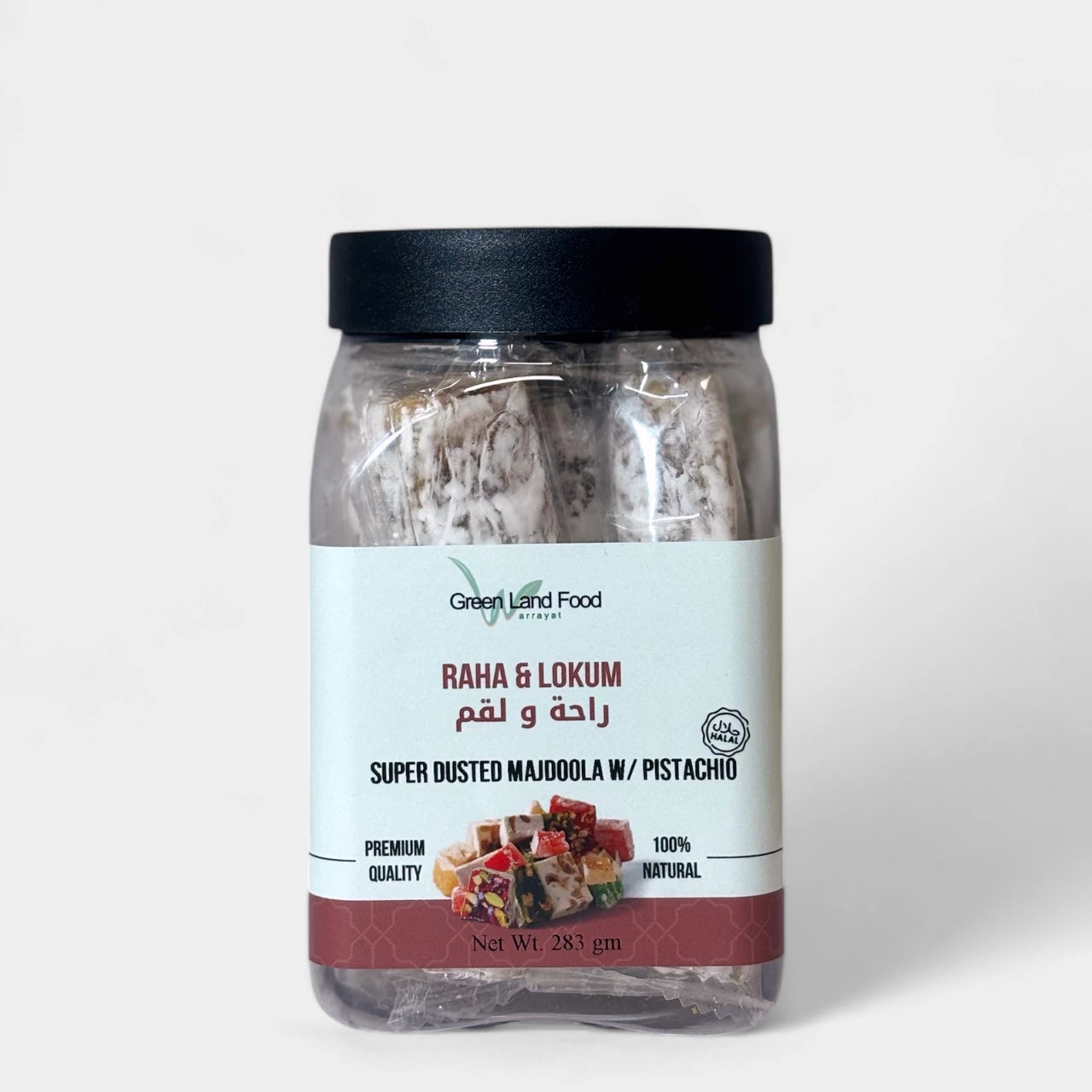 Raha & Lokum Super Dusted Majdoola w/ Pistachio - 12 x 283 gm