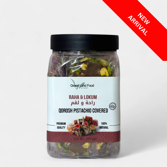 Raha & Lokum Qroosh Pistachio Covered - 12 x 295 gm