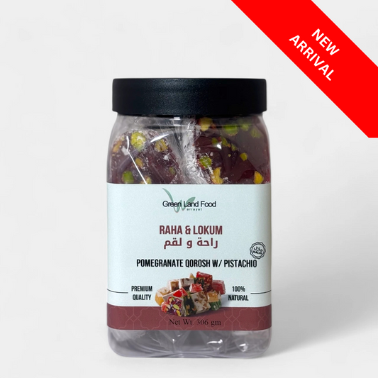 Raha & Lokum Pomegranate Qroosh w/ Pistachio - 12 x 306 gm