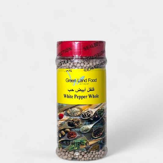 White Pepper Whole - 8 oz x 12 Jars/Box